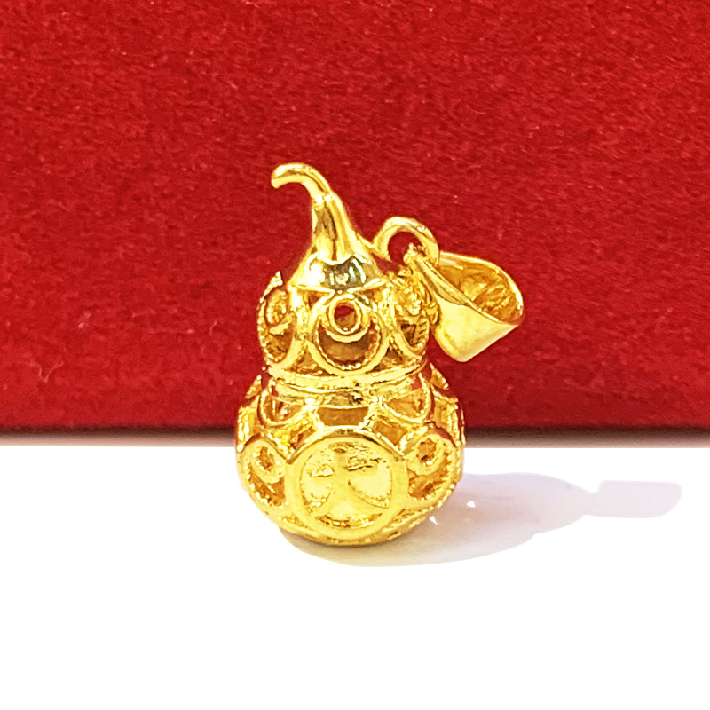 沙金葫芦吊坠女福禄黄金色镂空项链批发黄铜镀金24K保色时尚坠子