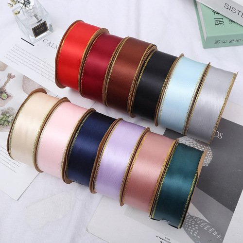 4cm Double-Sided Golden Edge Polyster Ribbon DIY Hair Clips Hair Accessories Ribbon Wedding Ribbon Exquisite Gift Box Packaging Material