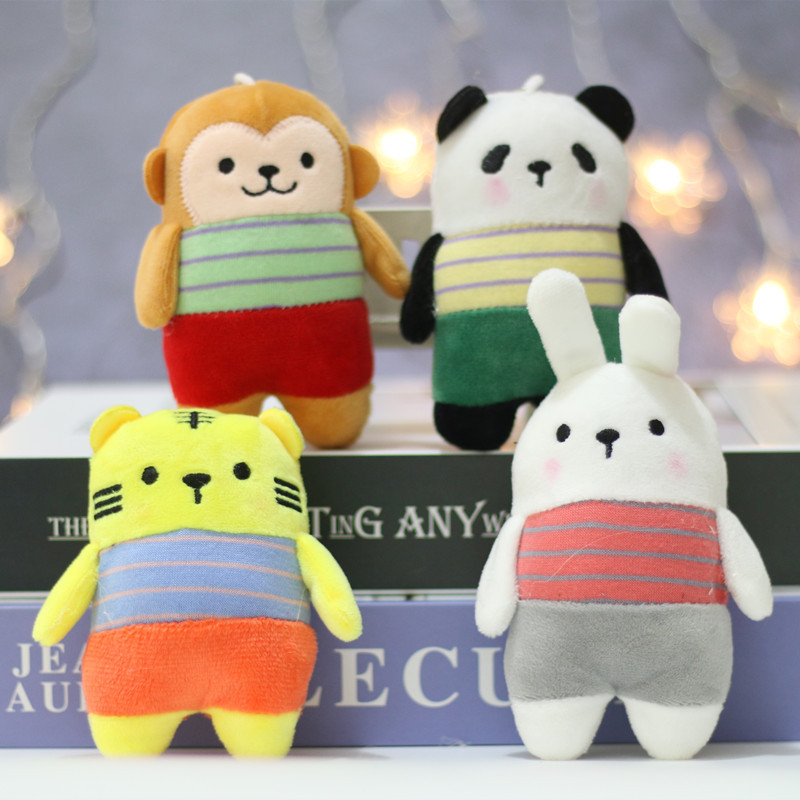动物款熊猫公仔毛绒玩具迷你小老虎白兔猴子挂件钥匙扣儿童玩偶