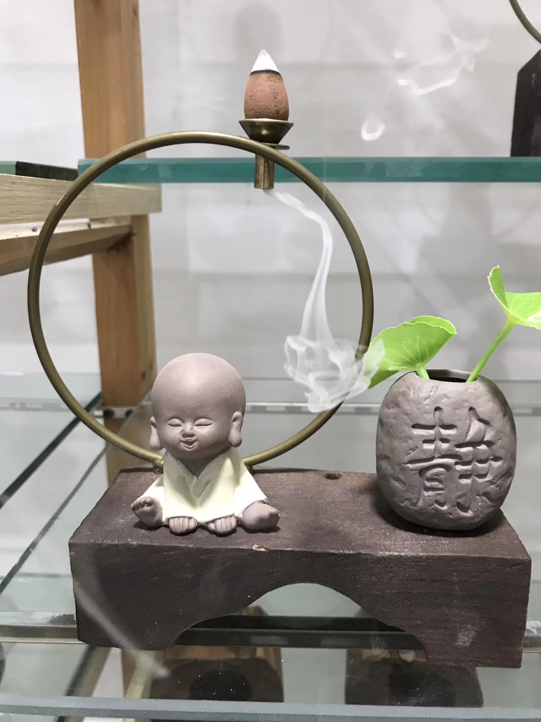 2021芸亭工艺小和尚水培植物倒流香炉装饰摆件三种颜色独立包装