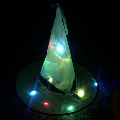 Halloween Oxford Cloth Witch Hat with Light Dance Party Decoration Supplies Led Glowing Witch Hat Wizard's Hat