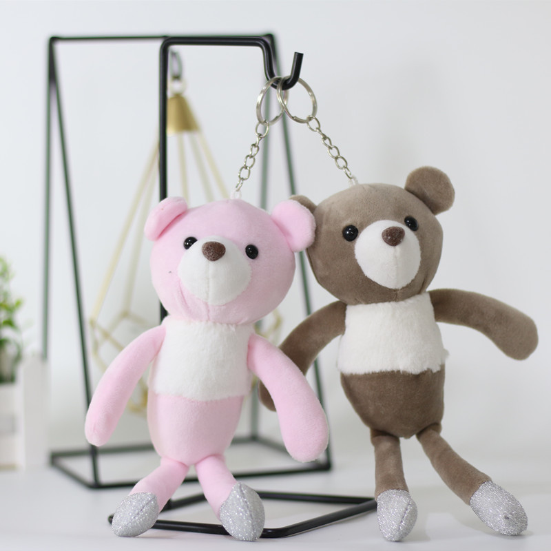 可爱小熊挂件毛绒玩具钥匙环包包衣服挂饰围巾熊公仔婚礼活动批零