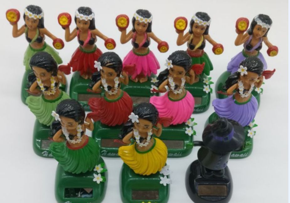 新款太阳能摇摆夏威夷女孩车载饰品 创意卡通汽车摆件礼品定制