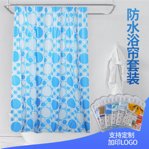 [muqing] foreign trade exclusive waterproof shower curtain geometry pattern waterproof shower curtain household bathroom partition curtain wholesale bath