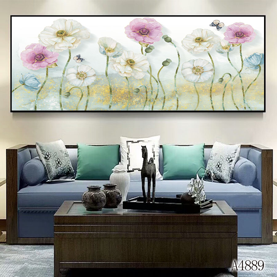 布画马花卉叶子油画装饰画相框壁画客厅卧室壁画餐厅壁画玄关