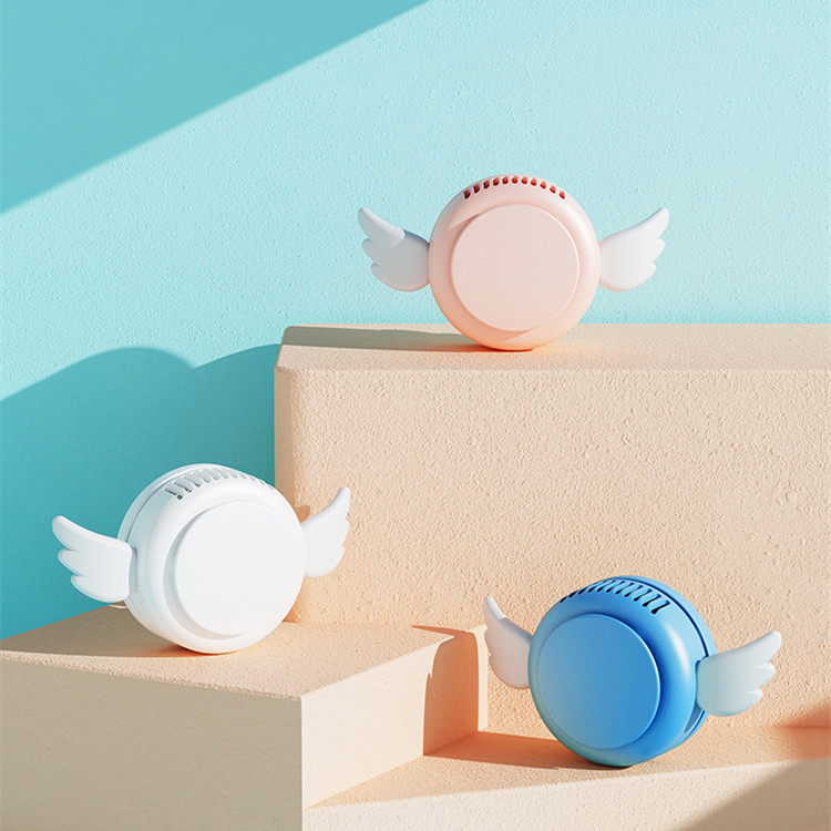 2021跨境新款小天使迷你小风扇懒人户外挂脖风扇创意礼品定制