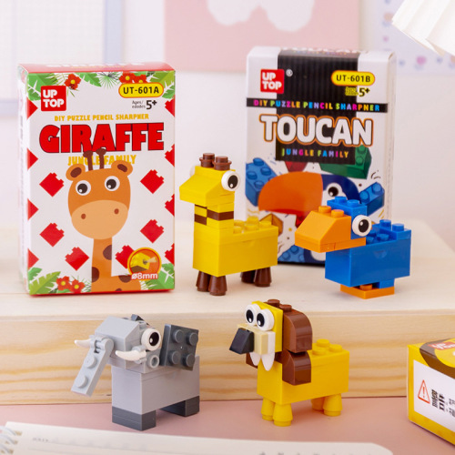 Creative Cartoon Children‘s Educational DIY Building Blocks Toys Pupil Prize Learning Stationery Building Blocks Pencil Sharpener Wholesale