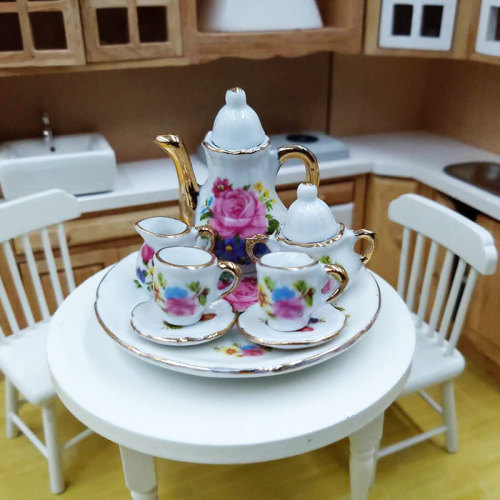 dollshouse doll room tea set pocket ceramic play house food and play miniature scene model tea cup