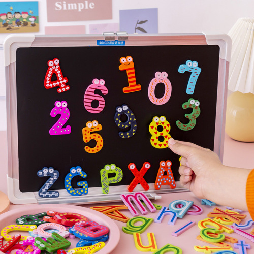 Creative Children‘s Educational Wooden Magnetic Stickers English Words Math Early Education Fun Parent-Child Toys wholesale