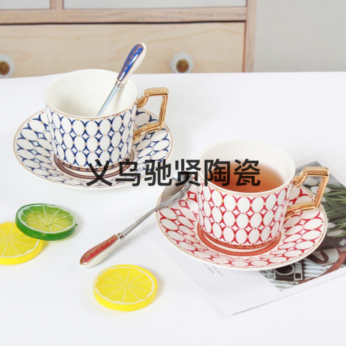 Minimalist Creative Ceramic Cup Dish Bone-China Cup Coffee Cup Afternoon Tea Flowering Tea Cup Gift Daily Necessities