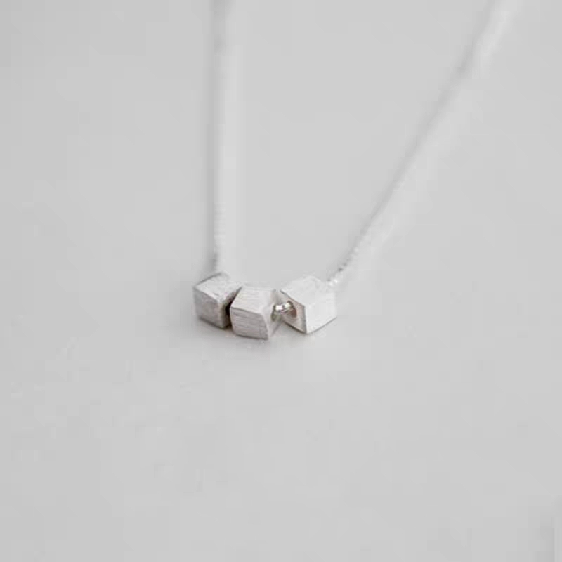 925银拉丝方块简约百搭短款锁骨链日韩吊坠锁骨链