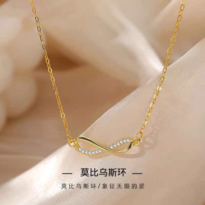 莫比乌斯环项链女小众设计感纯银精致锁骨链2021年新款
