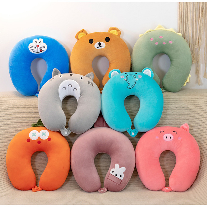 新款卡通u型枕 PP棉颈枕毛绒玩具旅行护枕头公司活动礼品logo定制