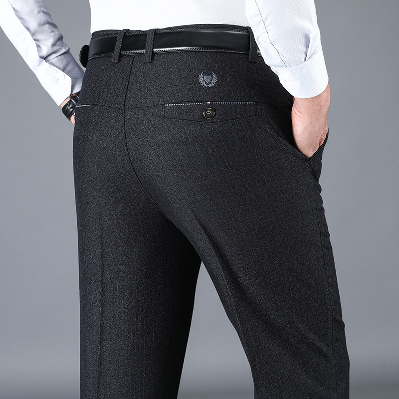 2019高腰男士秋冬新款直筒宽松商务西裤免烫休闲裤中年爸爸装工作