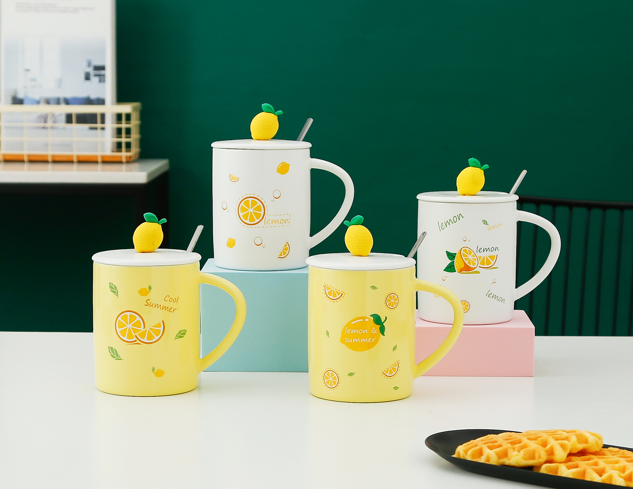 卡通可爱水果陶瓷杯办公室泡茶饮水咖啡杯带盖勺学生礼品马克杯