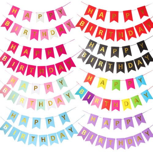 birthday pull flag baby birthday arrangement party supplies happy birthday banner gilding letters fishtail pull flag