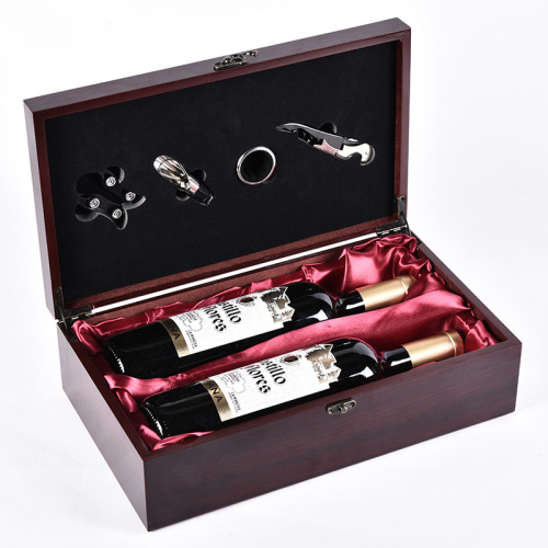 new single and double high-grade rosewood wine box with four-piece wine set wooden box packaging spot supply wholesale