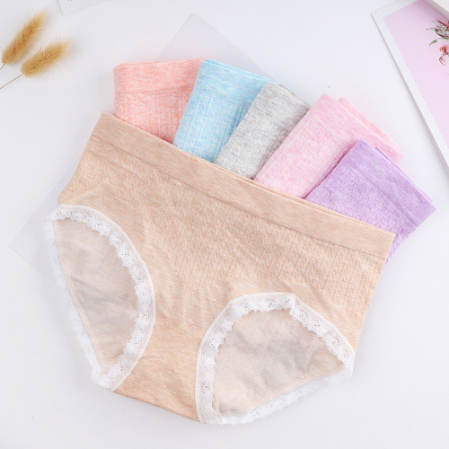 seamless twist colored cotton women‘s underwear super sexy underwear women‘s cotton high elastic mid-waist comfortable lace briefs