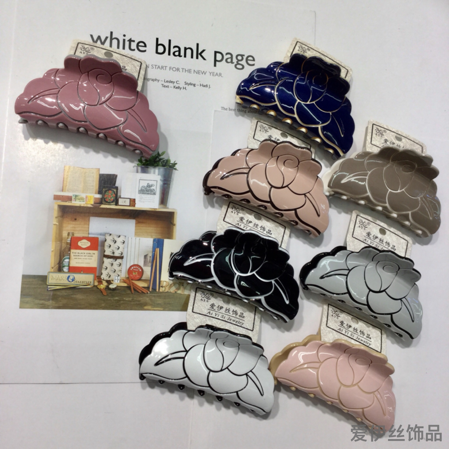花朵抓夹鲨鱼夹发抓后脑勺网红发卡发夹气质发饰韩国款