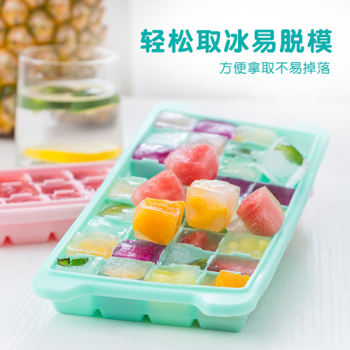 Food Grade Silicone Ice Tray Mold 24 Grid 36 Square Block with Lid Frozen Ice Cube Mold Creative Home Ice Box