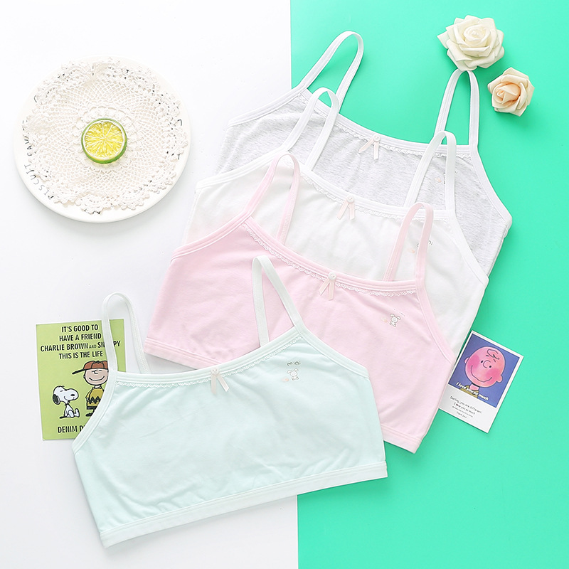 细肩带吊带背心女 日系蝴蝶结棉质内衣女 固定双肩带轻薄透气裹胸