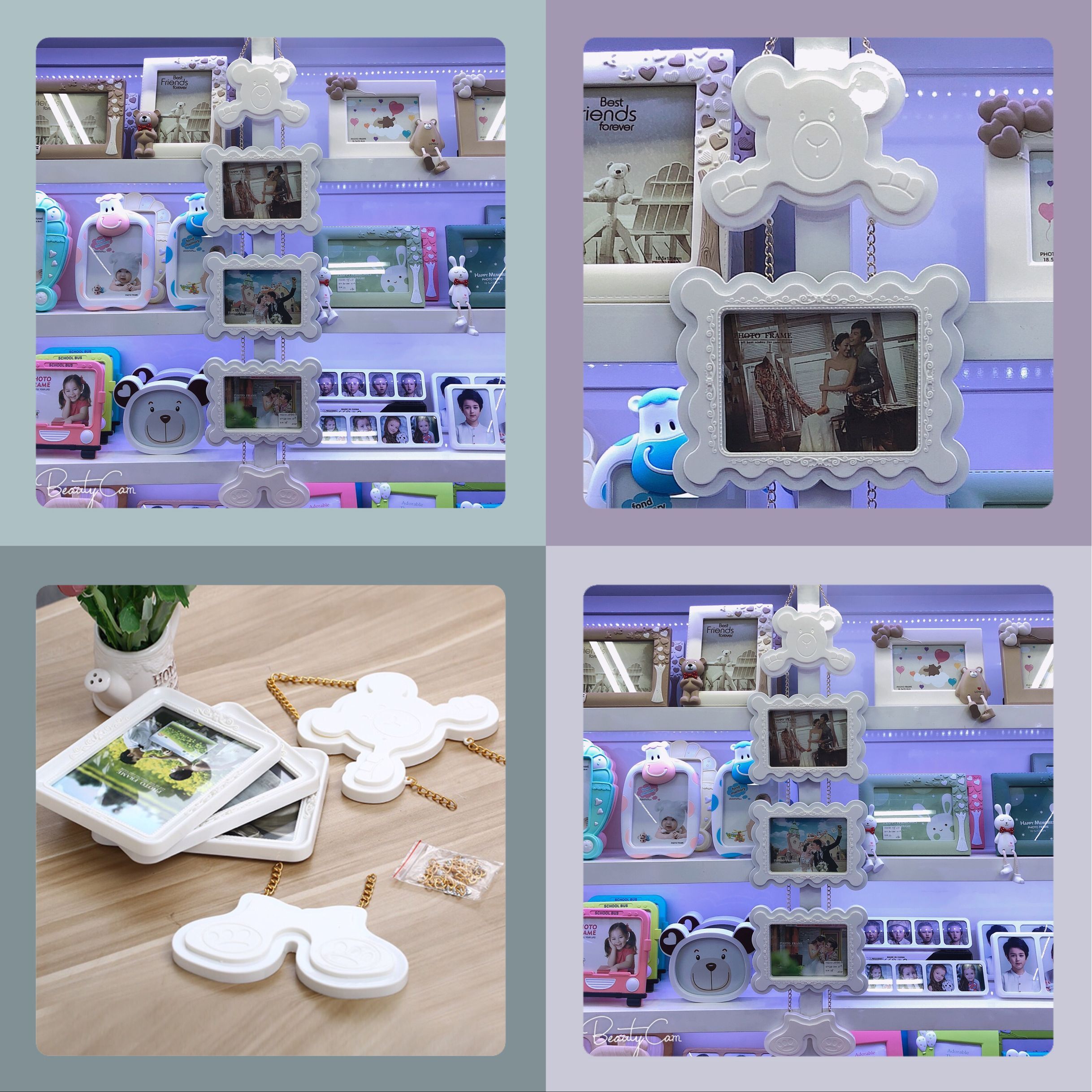 浩涛相框HT9361花纹大波浪三连相框7寸（白色）