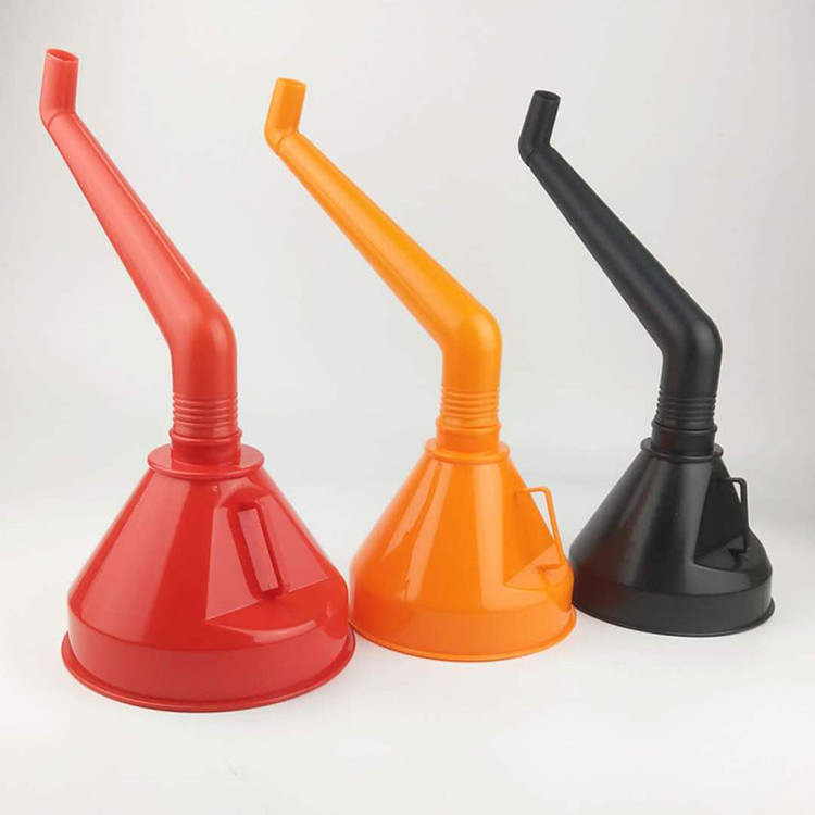 免手扶多口径加油漏斗带滤网汽车摩托车加机油汽油带弯管塑料漏斗