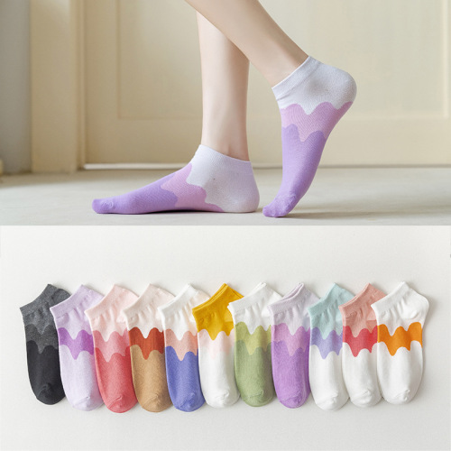 korean ins cream flowing women‘s boat socks spring and summer new color matching cute student socks four seasons cotton socks