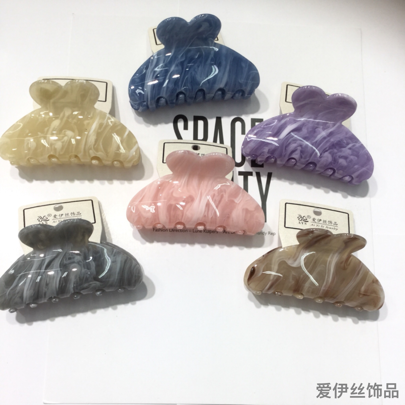 亚克力大理石抓夹洗澡发抓后脑勺丸子头气质发饰韩国款