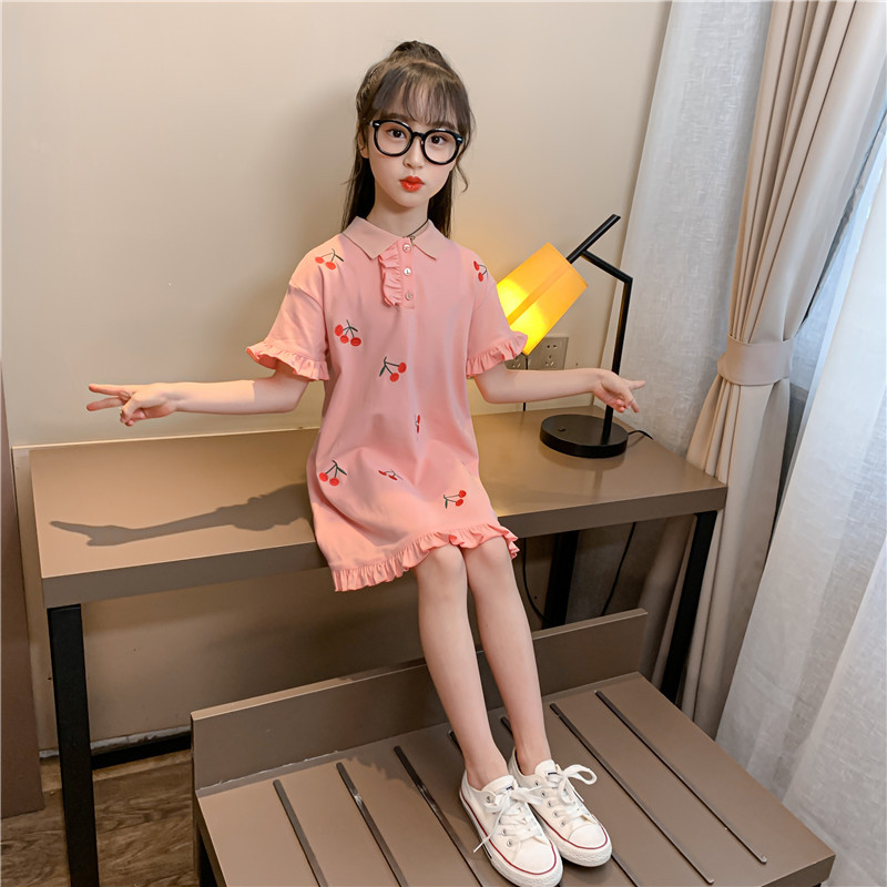 女童连衣裙夏装2021新款韩版洋气童装大童公主裙夏季儿童polo裙子