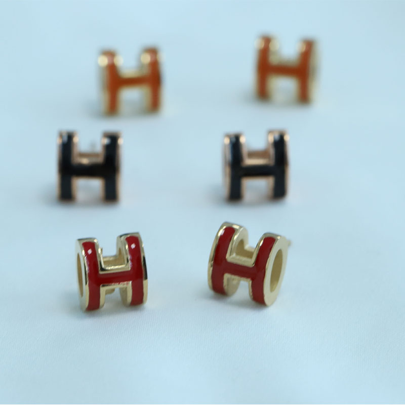 H字母耳环 时尚简约不掉色耳饰 防过敏耳环