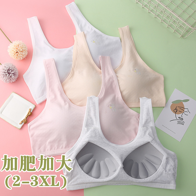 少女发育期文胸带胸垫一体式罩杯初高中生棉质裹胸加大码抹胸内衣