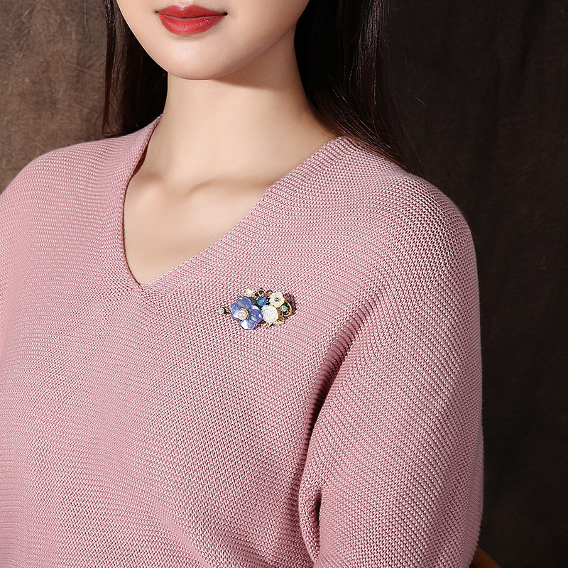 复古风贝壳花胸针抓抖音网红一字夹女发饰品花朵厂家直销