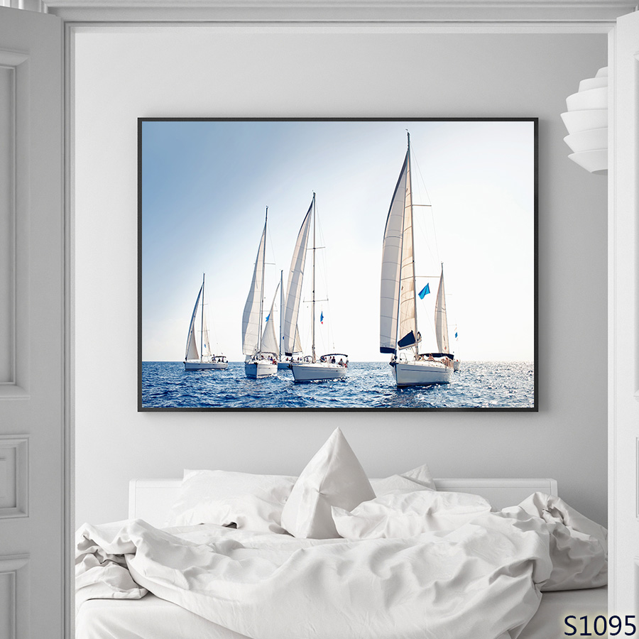 帆船油画花卉装饰画相框数壁画客厅卧室壁画餐厅壁画铁塔玄关