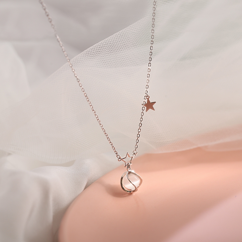 925银项链女星星锁骨链ins冷淡风潮网红2021年新款潮小众设计感