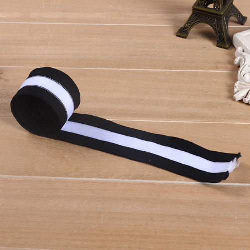 Manufacturer‘s Black and White Stripes Intercolor Micro Elastic Ribbon Clothing Pants Ribbon Accessories Three-Color Polyester Knitted Belt