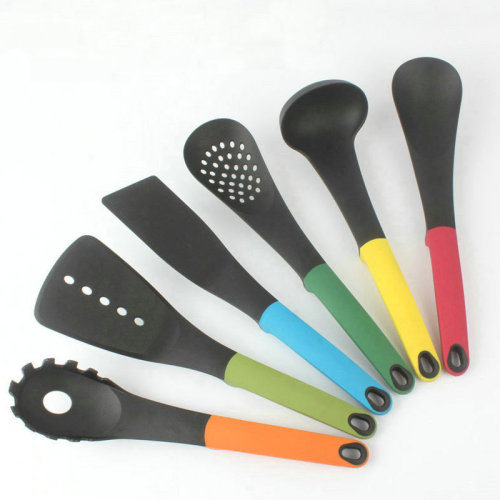Color Handle Nylon Kitchenware Kit 6-Piece Nylon Kitchenware Multi-Functional Cooking Spoon and Shovel Kitchenware in Stock