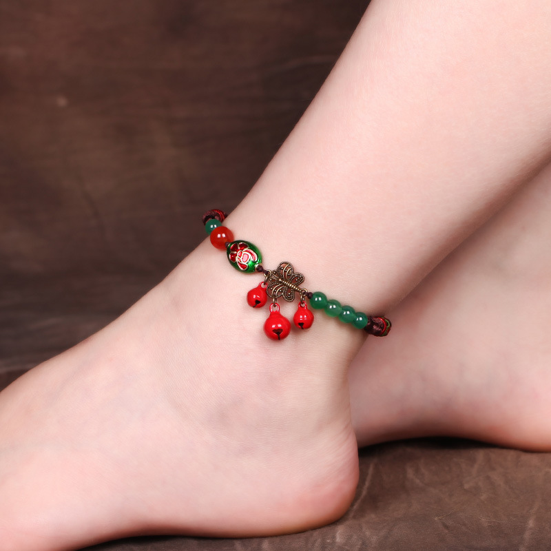 民族风铃铛脚链气质复古手工编织装饰品个性夏季百搭足链脚饰女