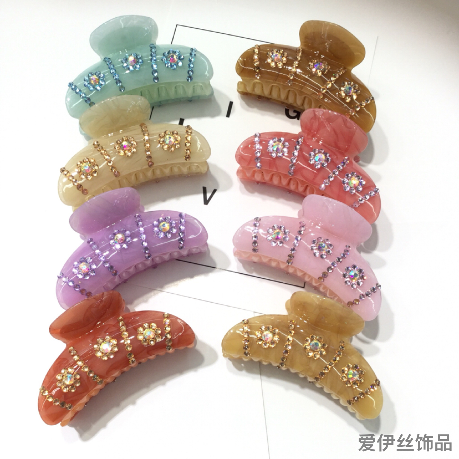 亚克力板夹子 韩美大爪水晶钻简约发卡 优雅大方成人盘发夹