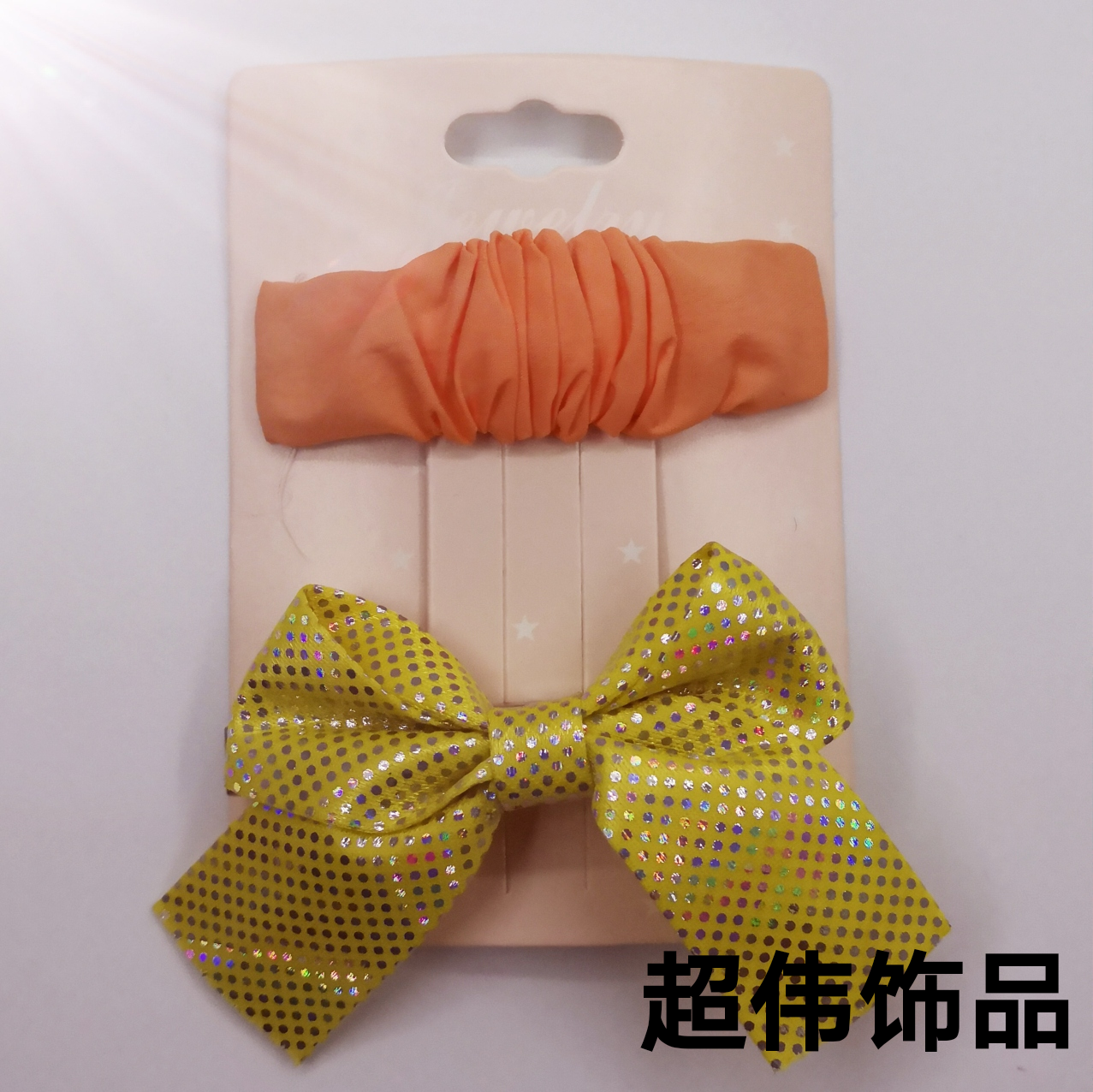 韩系少女蝴蝶结闪光七彩虹绢丝气质糖果色夏季新款刘海边头饰发饰