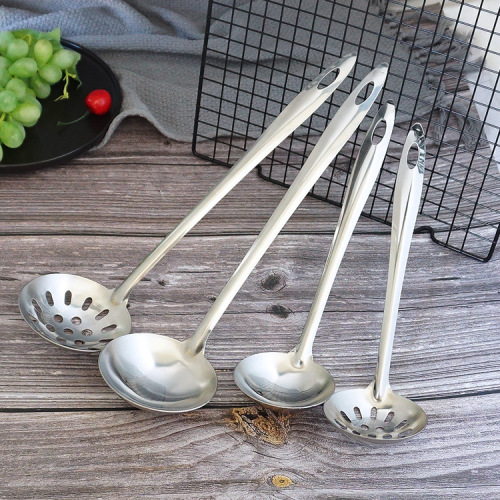 Stainless Steel Soup Shell Soup Spoon Drain Kitchenware Supplies Tableware Hot Pot Spoon Kitchen Utensils Cooking Pointed Tail Hanging Handle