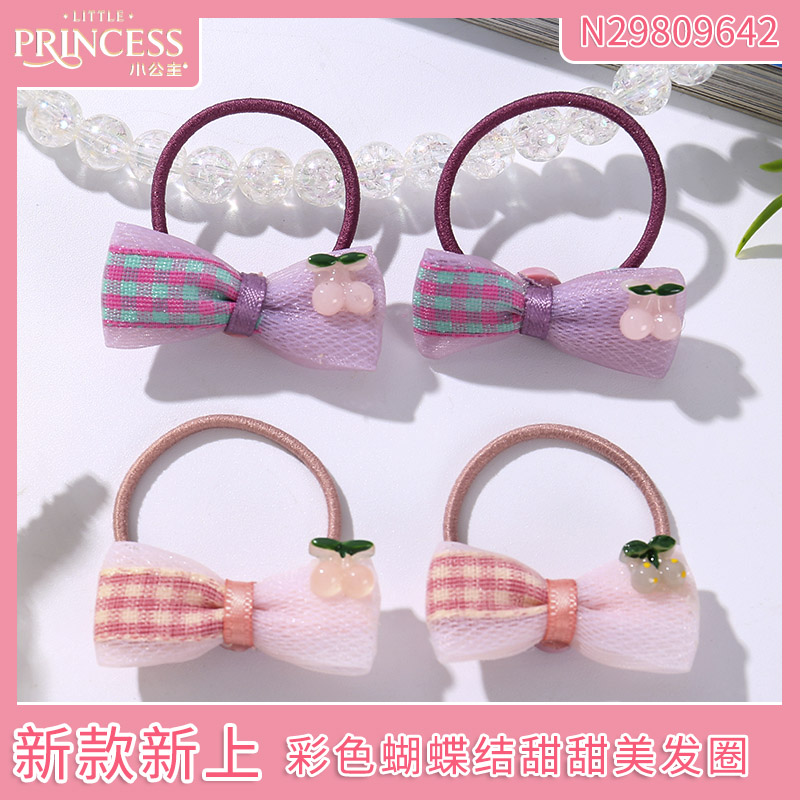 儿童发夹小女孩发卡樱桃蝴蝶结发绳甜美发圈百搭时尚多色发饰头饰