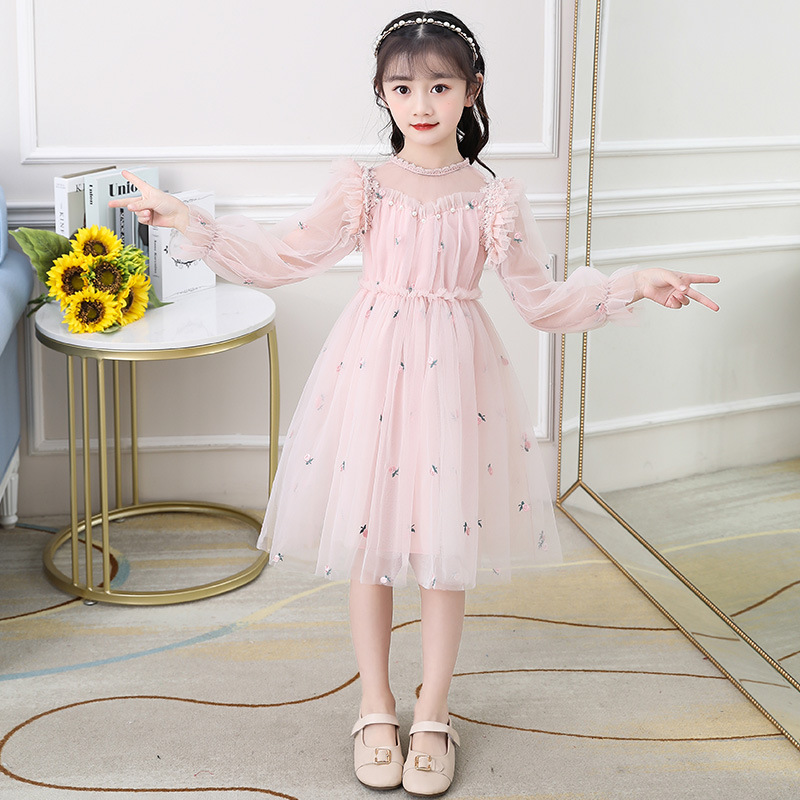 女童连衣裙2021春装新款儿童装春秋公主裙小女孩可爱洋气彩虹裙子