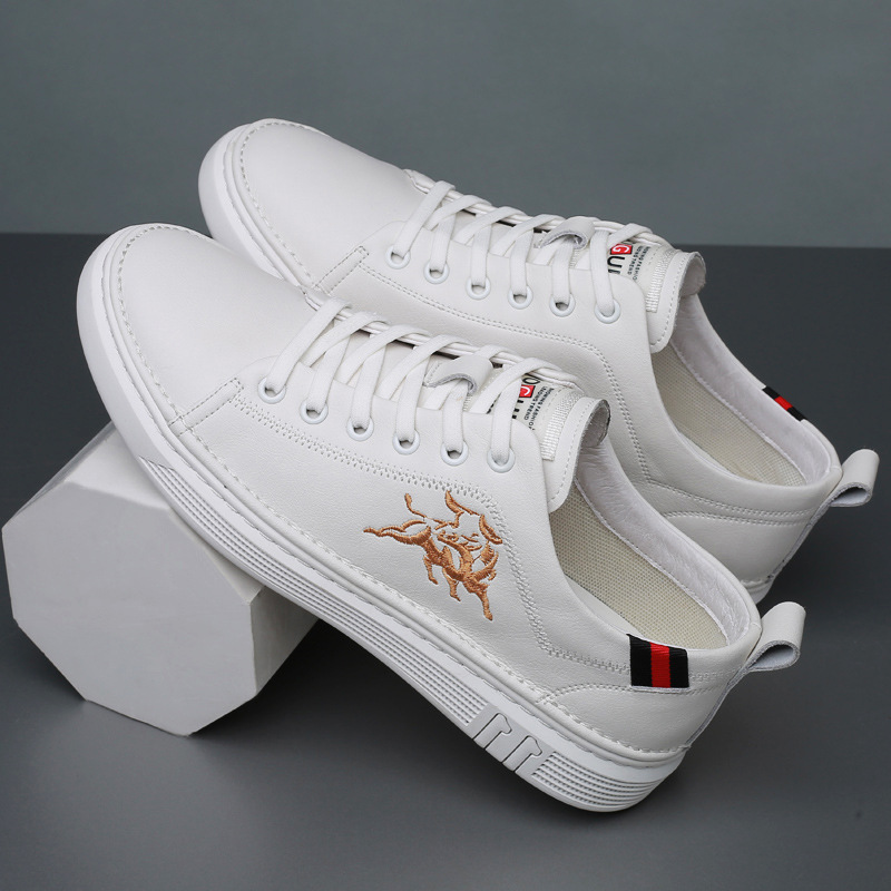 男鞋真皮小白鞋夏季透气2021新款鞋子潮流百搭薄款板鞋男士休闲鞋