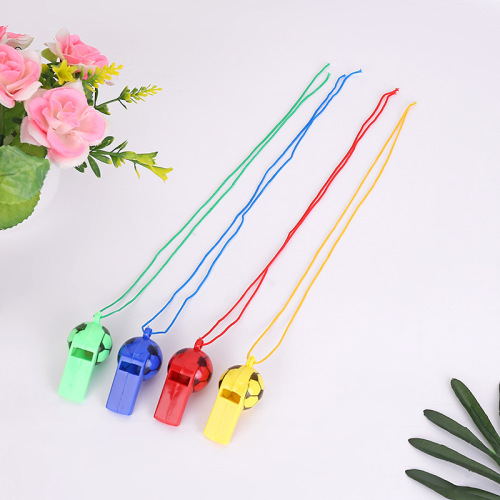 plastic football whistle with rope world cup football referee whistle cheer props competition whistle wholesale