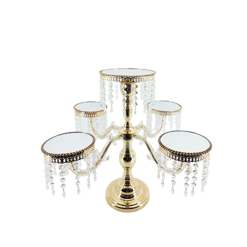 欧式金属铁艺蛋糕架 五头亚克力臂吊坠蛋糕架 水果托盘婚庆摆件