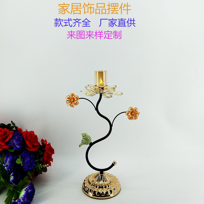 三头五头金属蜡烛台婚庆水晶工艺品 酒店烛光晚餐蜡烛台摆件
