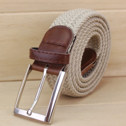 3.5 Woven Pin Buckle Belt Men‘s and Women‘s Stretch Pant Belt Outdoor Sports Fashion Elastic Canvas Pin Buckle Belt