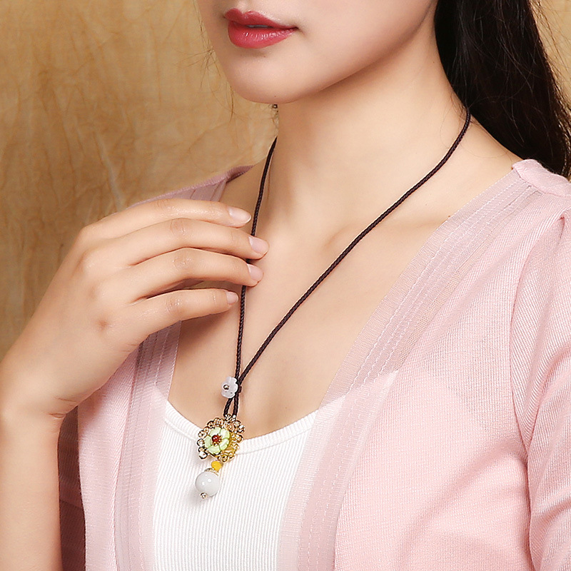 民族风贝壳花毛衣链长款百搭简约挂件项链衣服配饰厂家直销