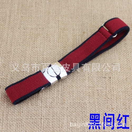 children‘s foreign trade leisure belt striped candy elastic metal buckle belt student round buckle belt